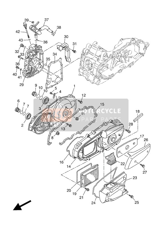 Yamaha X-MAX 400 ABS 2018 Tapa del cárter 1 para un 2018 Yamaha X-MAX 400 ABS